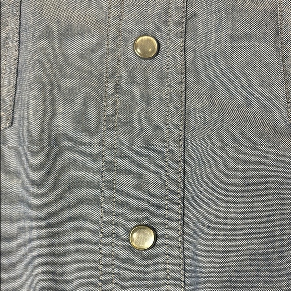 Vintage Key Blue Chambray Short Sleeve Pearl Snap Up Shirt - Picture 4 of 7